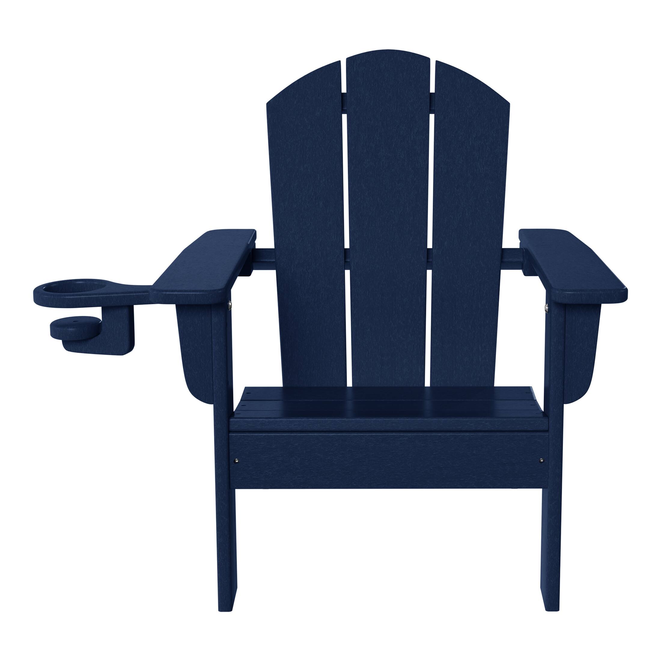 Left. WestinTrends - WestinTrends Malibu Kids Outdoor HDPE Plastic Adirondack Patio Chairs with Cup Holders (Set of 2) - Navy Blue.