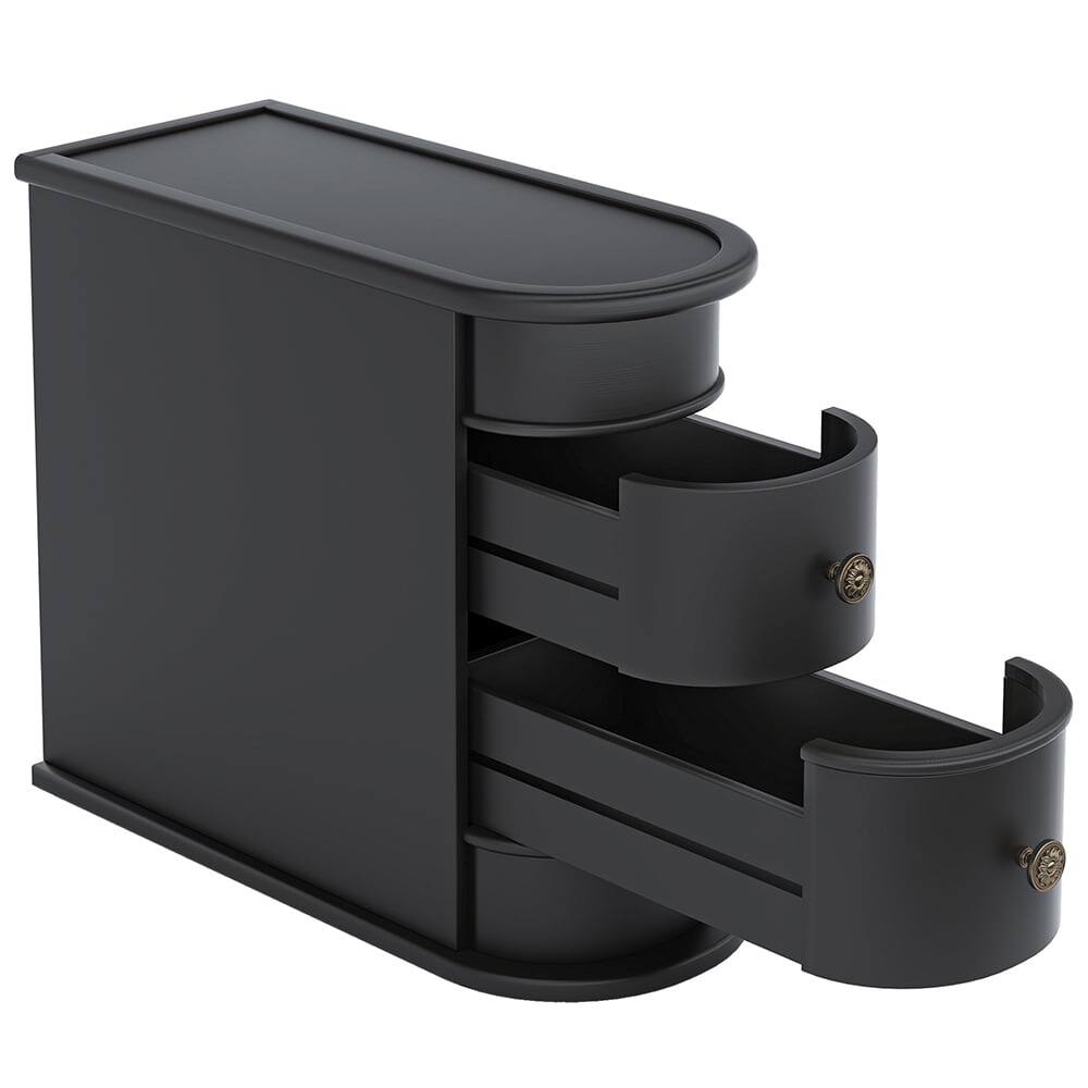 Back. Kadyn - Kadyn 1ps Wood End Table, Narrow Side Table Nightstand with 2 Drawers - Black.