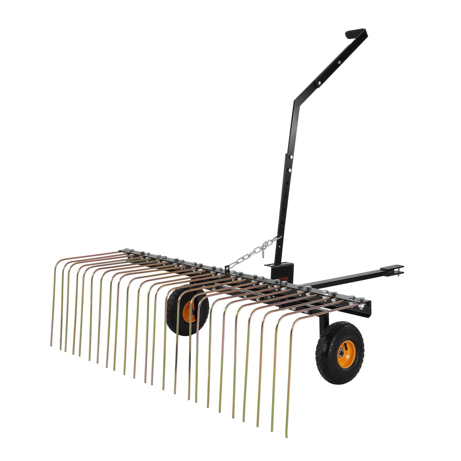 Glintex - 60-Inch Tow Behind Dethatcher, Lawn Rake with 24 Steel Tines and Lift Handle for ATV or Mower