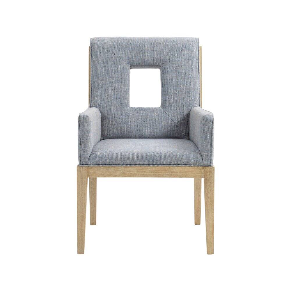 Alt View 2. Meridian Furniture - Gwendolyn Light Blue Linen Textured Fabric Dining Arm Chair - Blue.