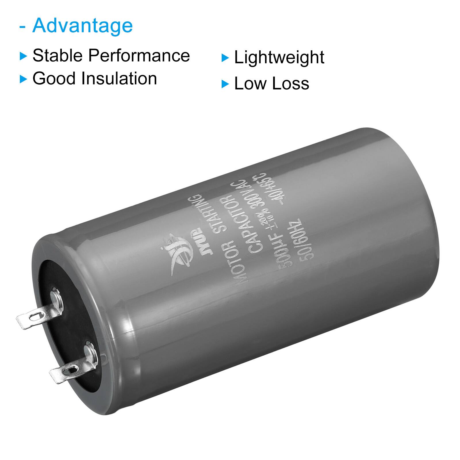 - Advantage
  - Stable Performance
  - Good Insulation
  - Lightweight
  - Low Loss

AC -40/+65C STARTING 300V CAPACITOR +30% JYUP MOTOR 500MF 50/60Hz