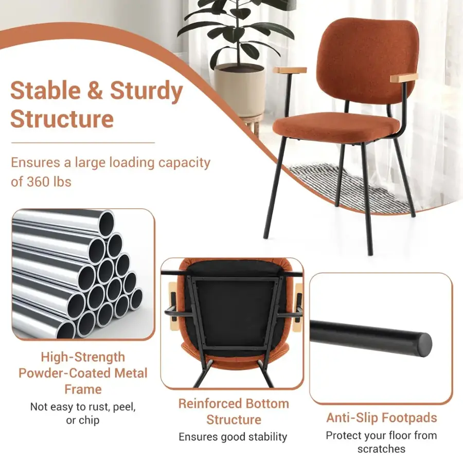 Stable & Sturdy Structure Ensures a large loading capacity of 360 lbs. High-Strength Powder-Coated Metal Frame Not easy to rust, peel, or chip. Reinforced Bottom Structure Ensures good stability. Anti-Slip Footpads Protect your floor from scratches.