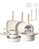 Front. VEVOR - 19 Piece Pots and Pans Set Nonstick, Granite Cookware Set, Induction Cookwares,Kitchen RV Cooking Sets with Frying,Sauce - White.