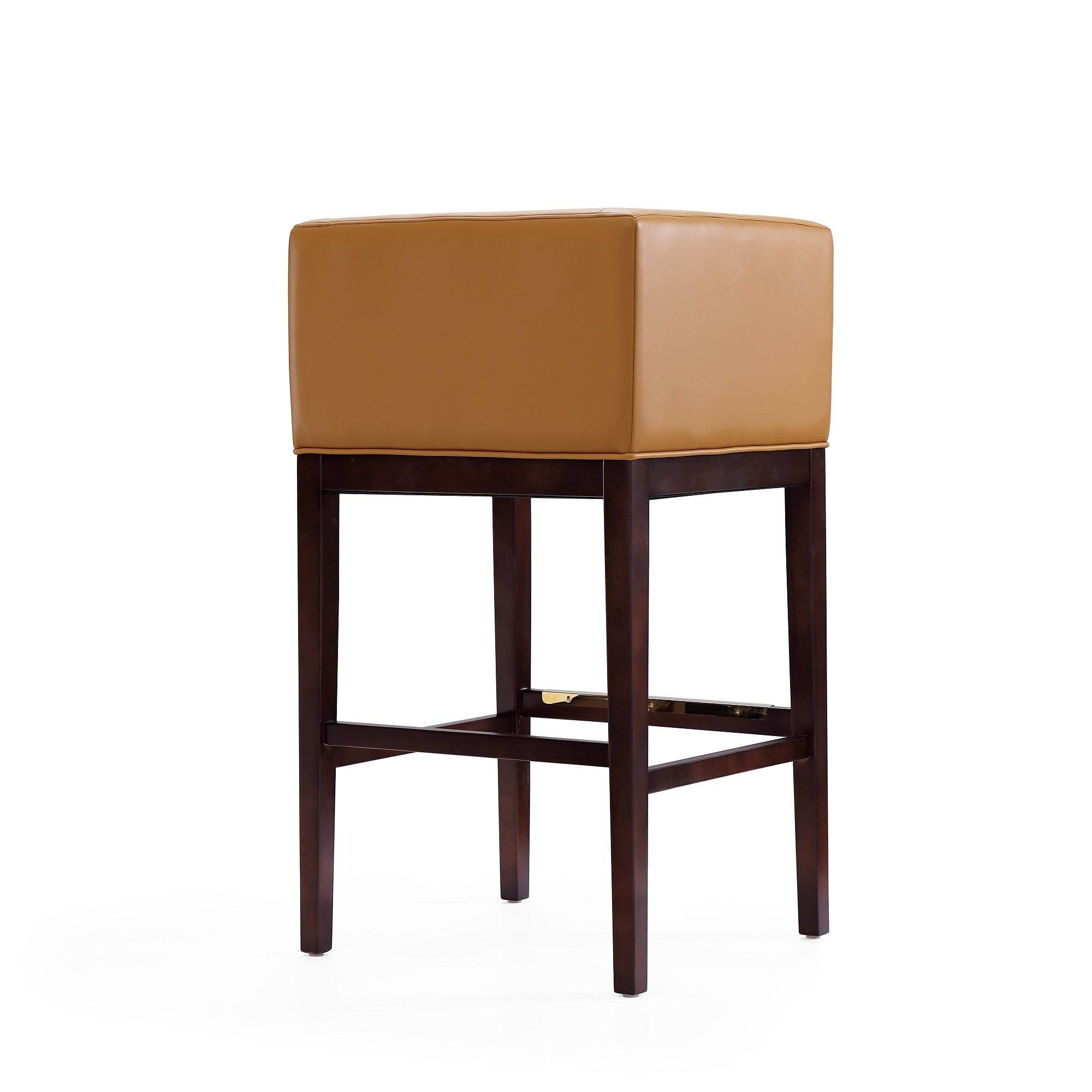 Alt View 1. Manhattan Comfort - Kingsley Mid-Century Modern Wood Upholstered Barstool - Camel.