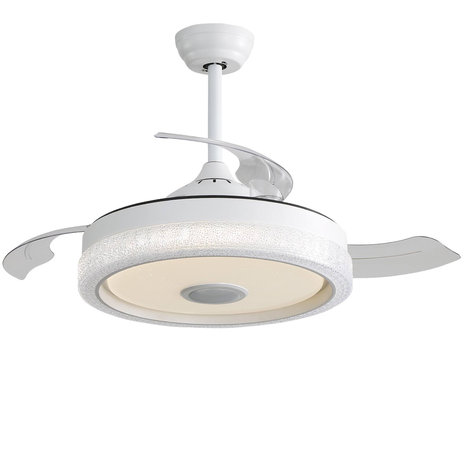 Alt View 3. Sofucor - 42'' RGB LED Ceiling Fan with Light and Remote Retractable Ceiling Fan Dimmable Adjustable Wind Speed with Music Speaker - White.