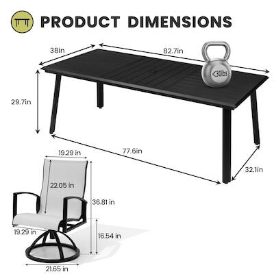 PRODUCT DIMENSIONS

- 38in
- 82.7in
- <30lbs
- 29.7in
- 19.29 in
- 77.6in
- 32.1in
- 22.05 in
- 36.81 in
- 19.29 in
- 16.54 in
- 21.65 in