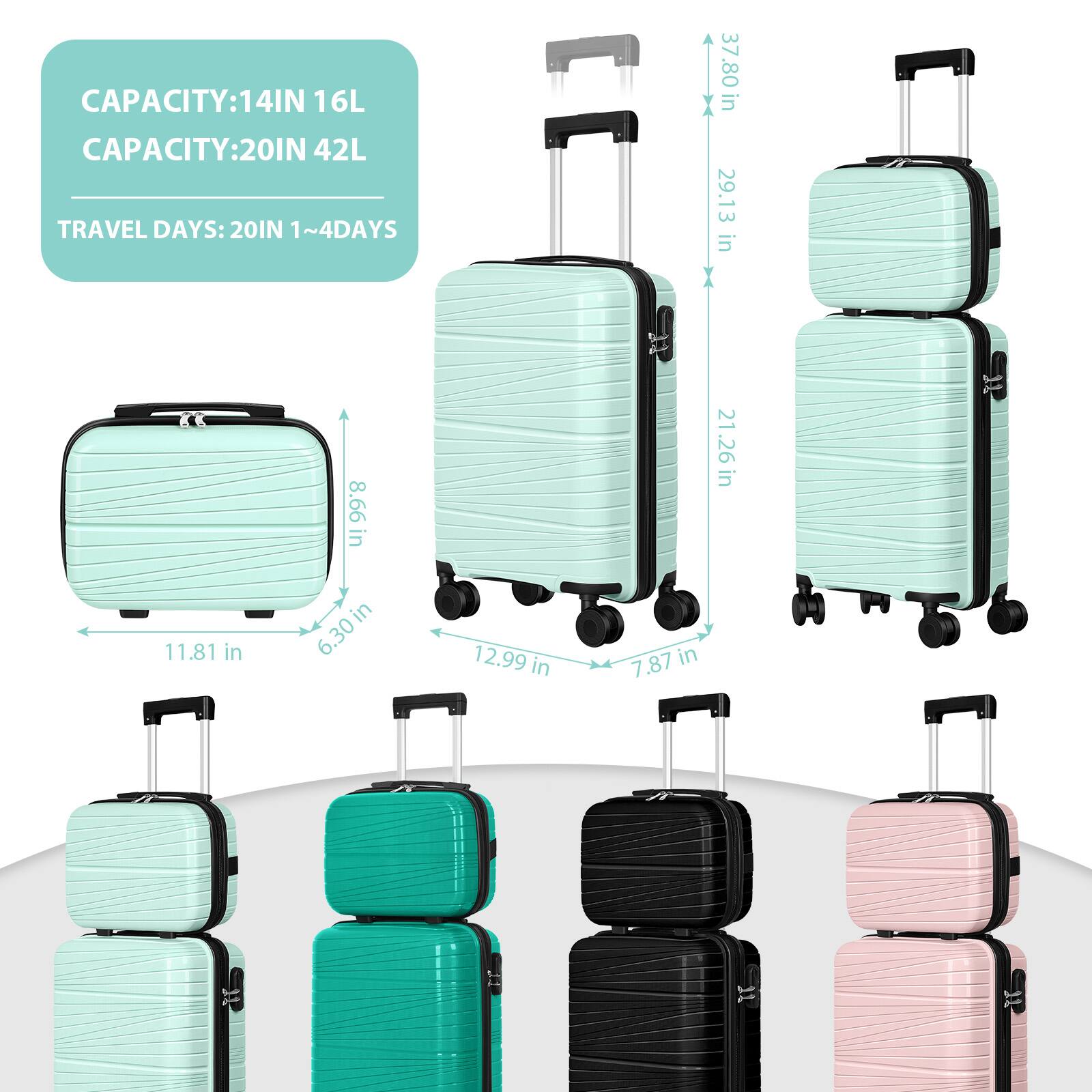 CAPACITY: 14IN 16L  
CAPACITY: 20IN 42L  
TRAVEL DAYS: 20IN 1~4DAYS  

37.80 in  
29.13 in  
21.26 in  
11.81 in  
12.99 in  
8.66 in  
6.30 in  
7.87 in