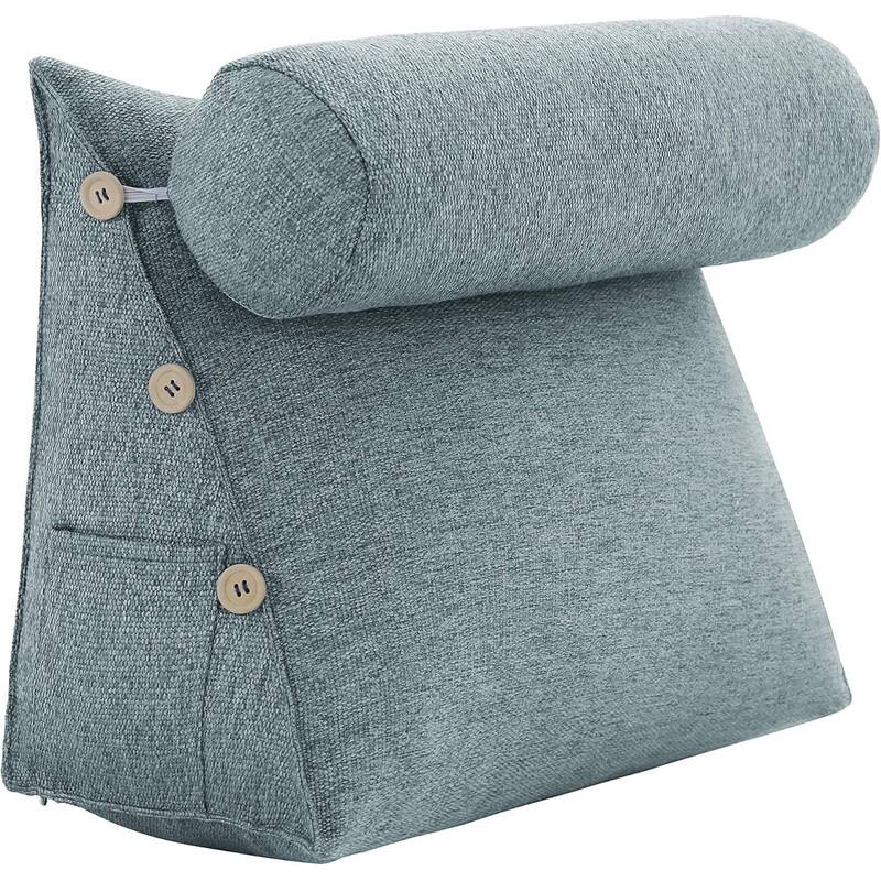 Alt View 1. wowmax - Reading Pillow for Adults - Lumbar Support Cushion for Bed & Sofa (Grey Polyester) - Grey.