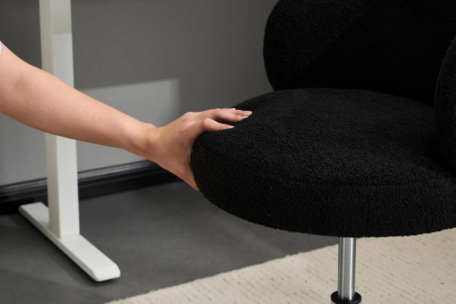 Alt View 3. Winado - Small Swivel Desk Chair Comfy no Wheels,Ergonomic Support Vanity Nail Tech Computer Task Stool Chair for Home Office - Black.