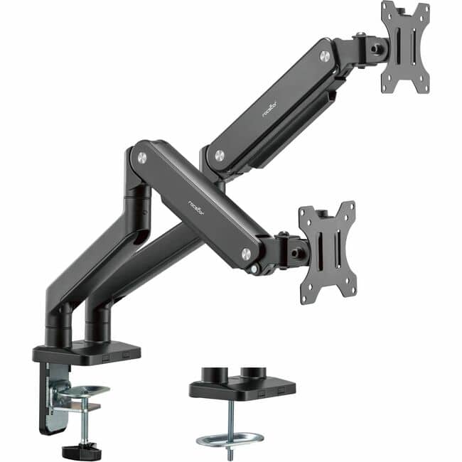 Rocstor - ErgoReach Mounting Arm for LED Display, LCD Display, Monitor - Matt Black - Landscape/Portrait - 2 Display(s) - Matte Black