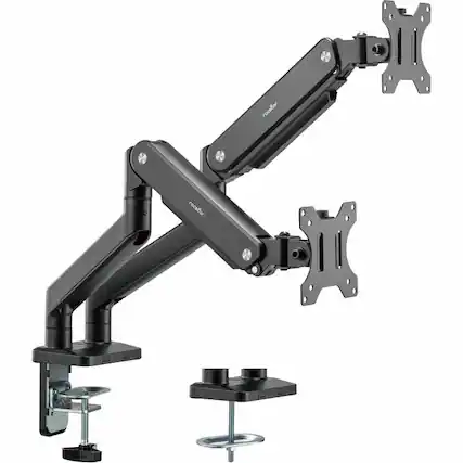 Front. Rocstor - Rocstor ErgoReach Mounting Arm for LED Display, LCD Display, Monitor - Matt Black - Landscape/Portrait - 2 Display(s) - Matt Black.