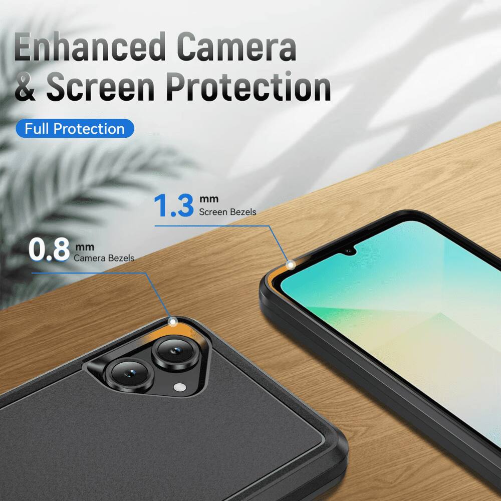 Enhanced Camera & Screen Protection
Full Protection
1.3 mm Screen Bezels
0.8 mm Camera Bezels