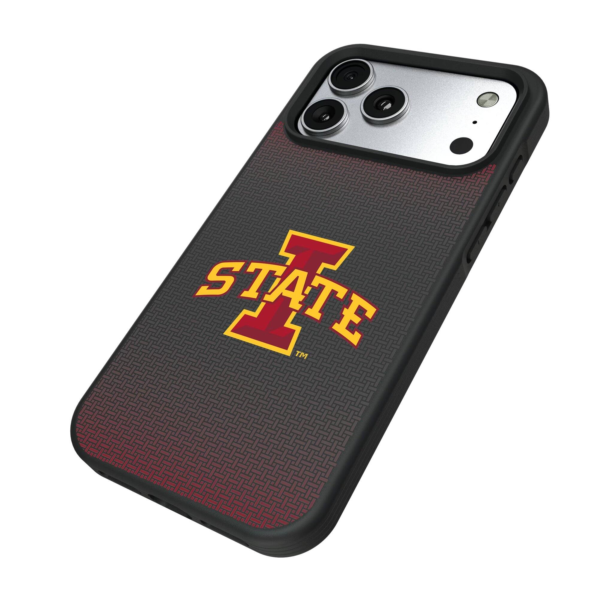 Alt View 1. Keyscaper - Iowa State Cyclones Linen Logo iPhone Bump Case - 16 Plus - Black.
