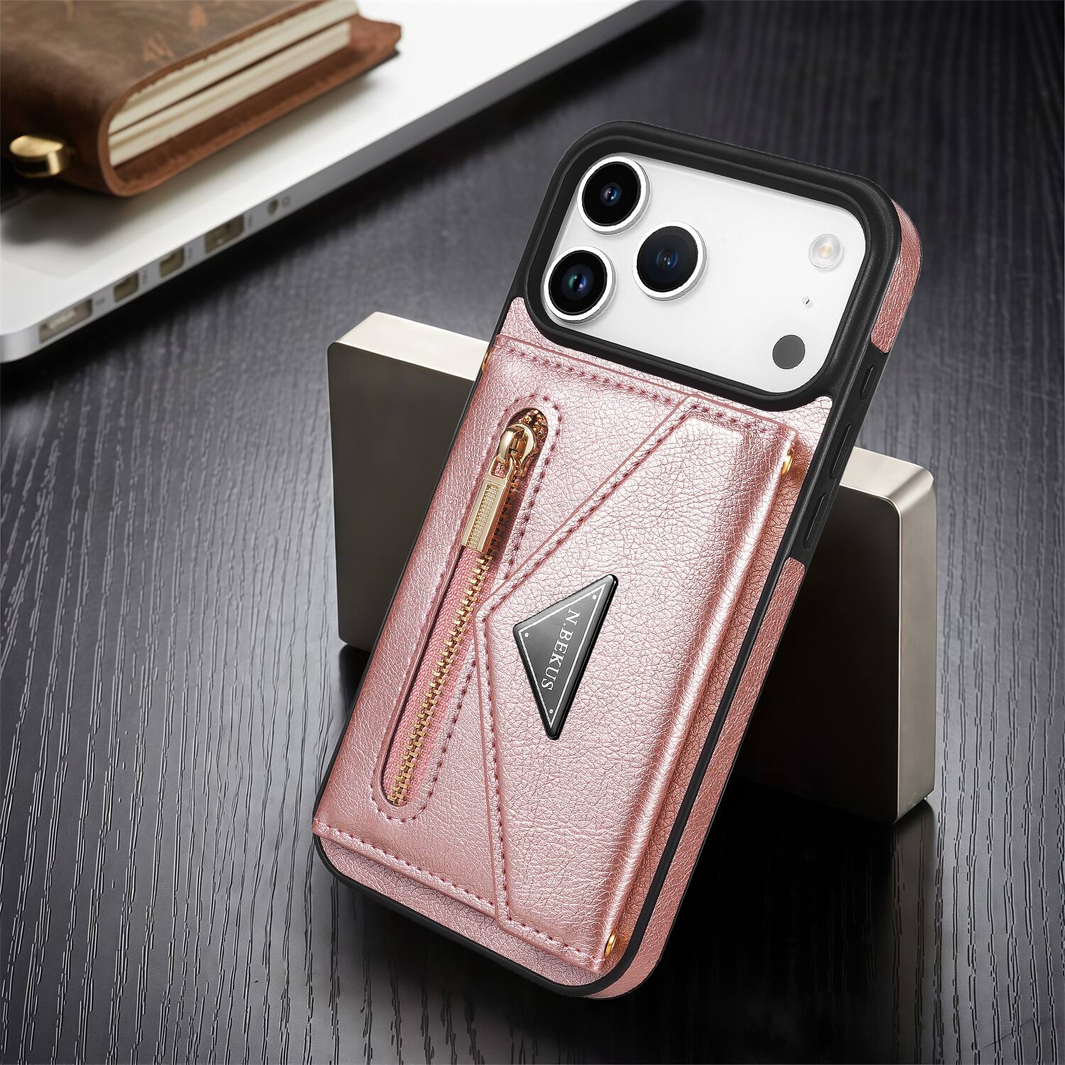 Alt View 1. Dteck - Dteck Crossbody Zipper Wallet Case with Adjustable Lanyard for Apple iPhone 17 Pro Kickstand Cover - Pink.