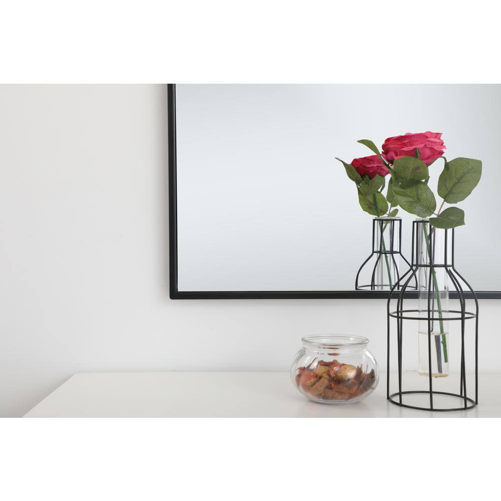 Back. Elegant Decor - Metal frame rectangle mirror 36 inch in Black - Black.