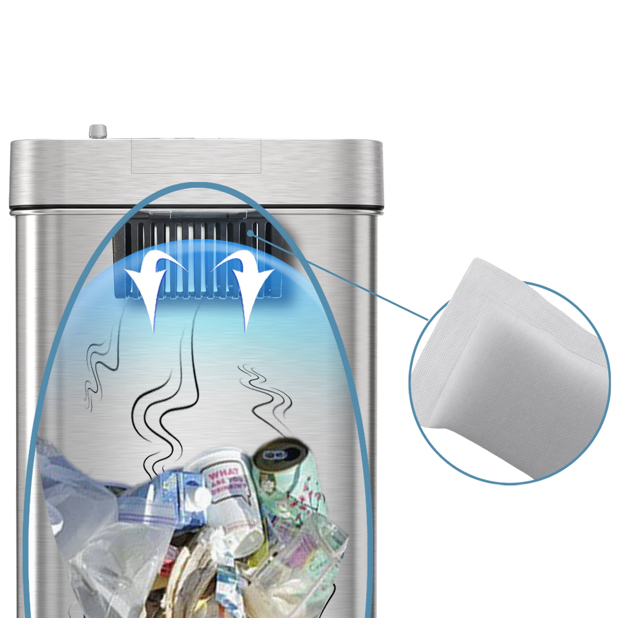 Alt View 12. iTouchless - 13 Gallon Touchless Sensor Wings Lid Trash Can with Pet-Proof Lid and AbsorbX Odor Control, Stainless Steel Kitchen Bin - Silver.