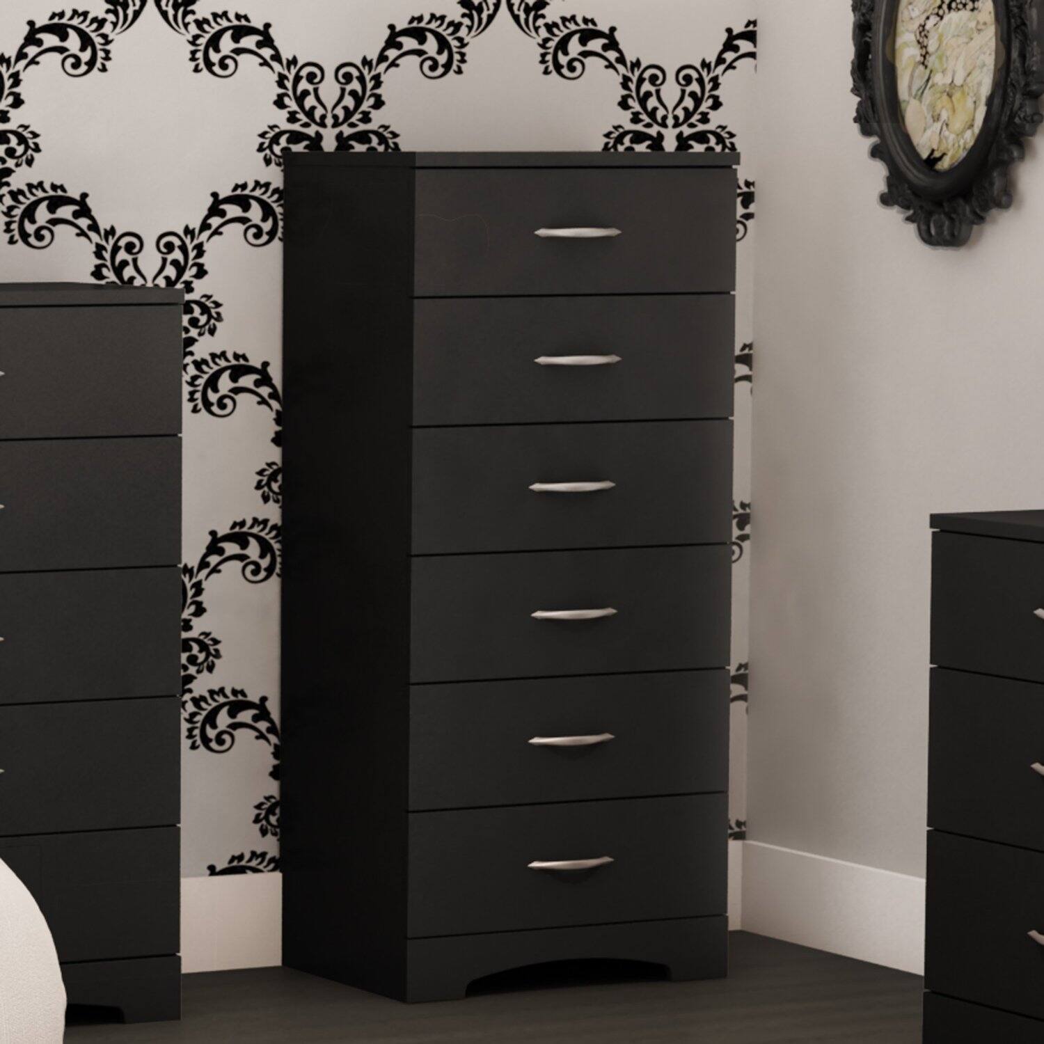 Angle. Hivvago - Hivvago 6-Drawer Lingerie Chest for Contemporary Bedroom - Black.