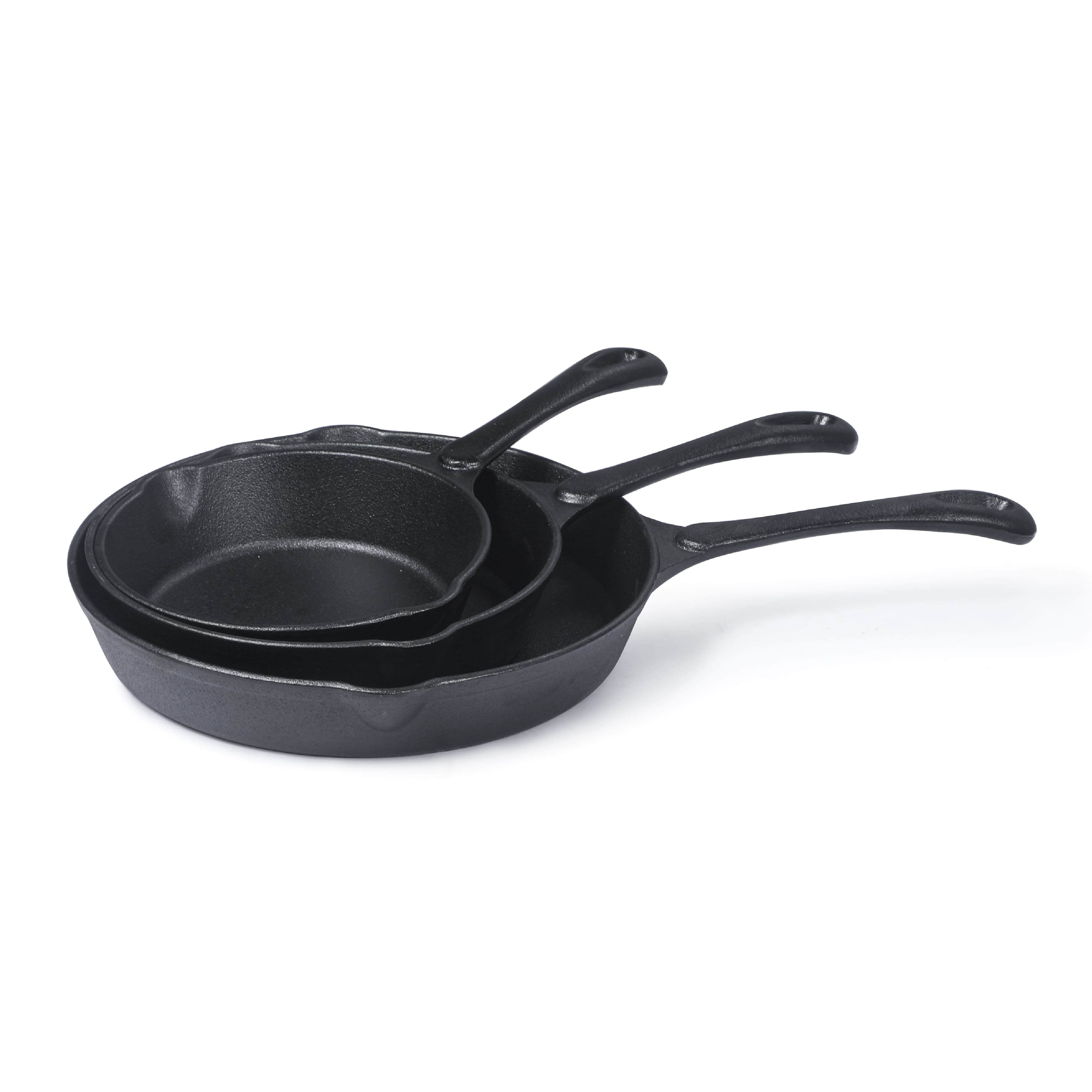 Commercial Chef - Cast Iron 3-Piece Skillet 1 Set - Black
