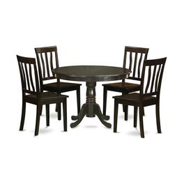 East West Furniture - 5 Pc Kitchen Table set- Table and 4 dinette Chairs - Cappuccino