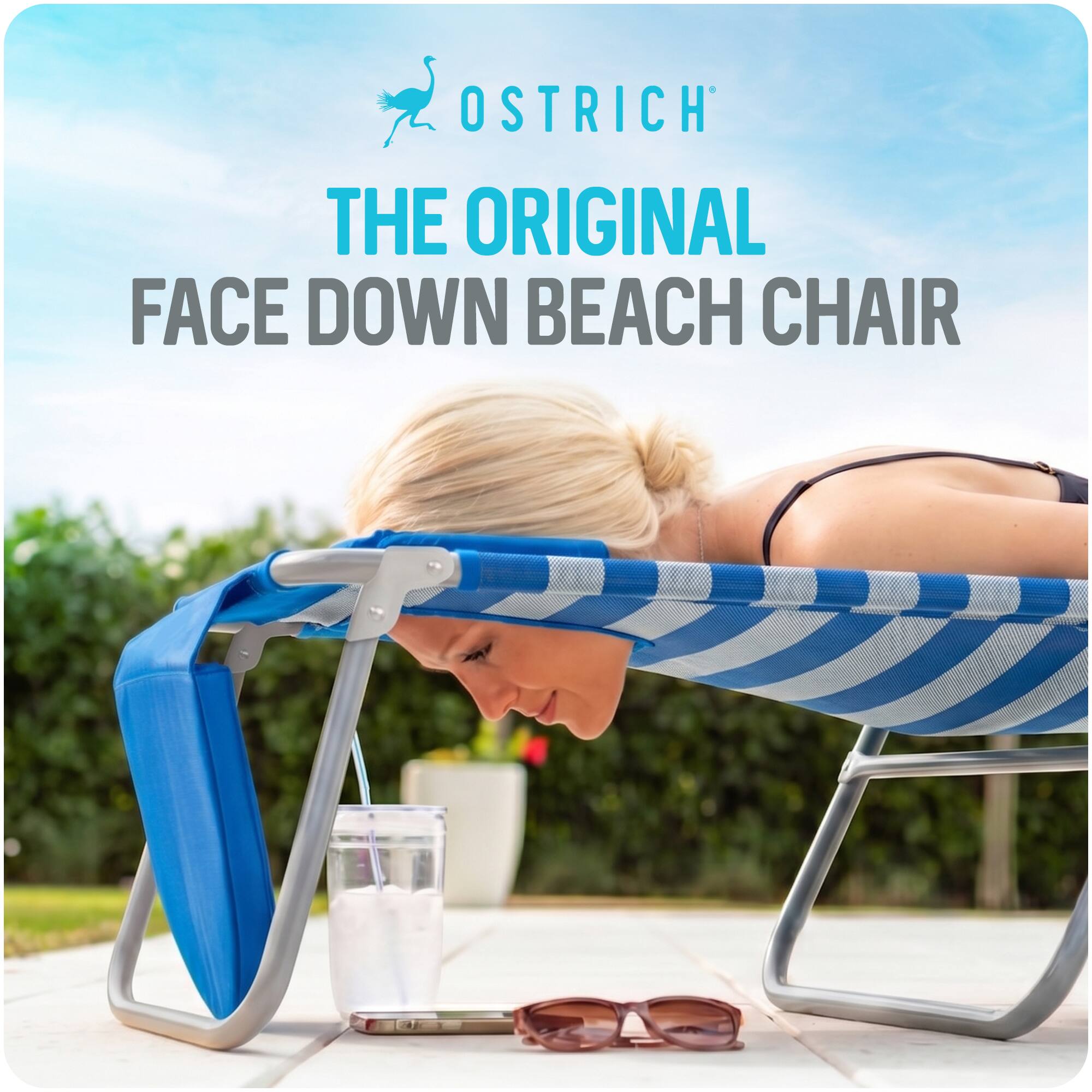 OSTRICH  
THE ORIGINAL  
FACE DOWN BEACH CHAIR