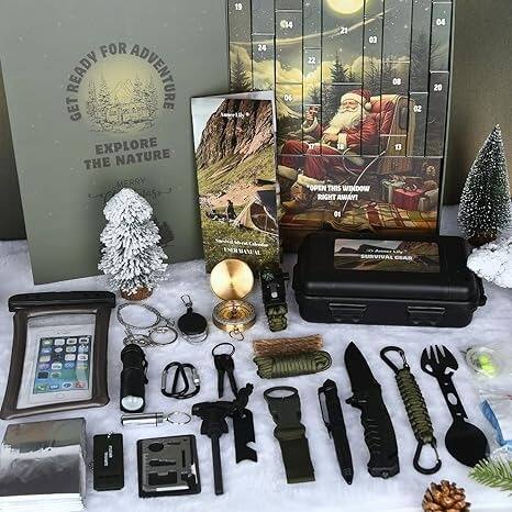 Sure, here is the corrected and grouped text from the image:

---

**Top Left:**
- GET READY FOR ADVENTURE
- EXPLORE THE NATURE

**Top Right:**
- OPEN THIS WINDOW RIGHT AWAY
- SURVIVAL CEAR

**Bottom:**
- FOR READY ADVENTURE GET EXPLORE THE NATURE
- MERRY 19 24 14 06 21 03 22 17 18
- OPEN THIS WINDOW RIGHT AWAY
- 08 B o2 04 20 01
- DRWIM A SURVIVAL CEAR

---

This text appears to be part of a survival kit or adventure-themed item, with a focus on readiness and exploration.