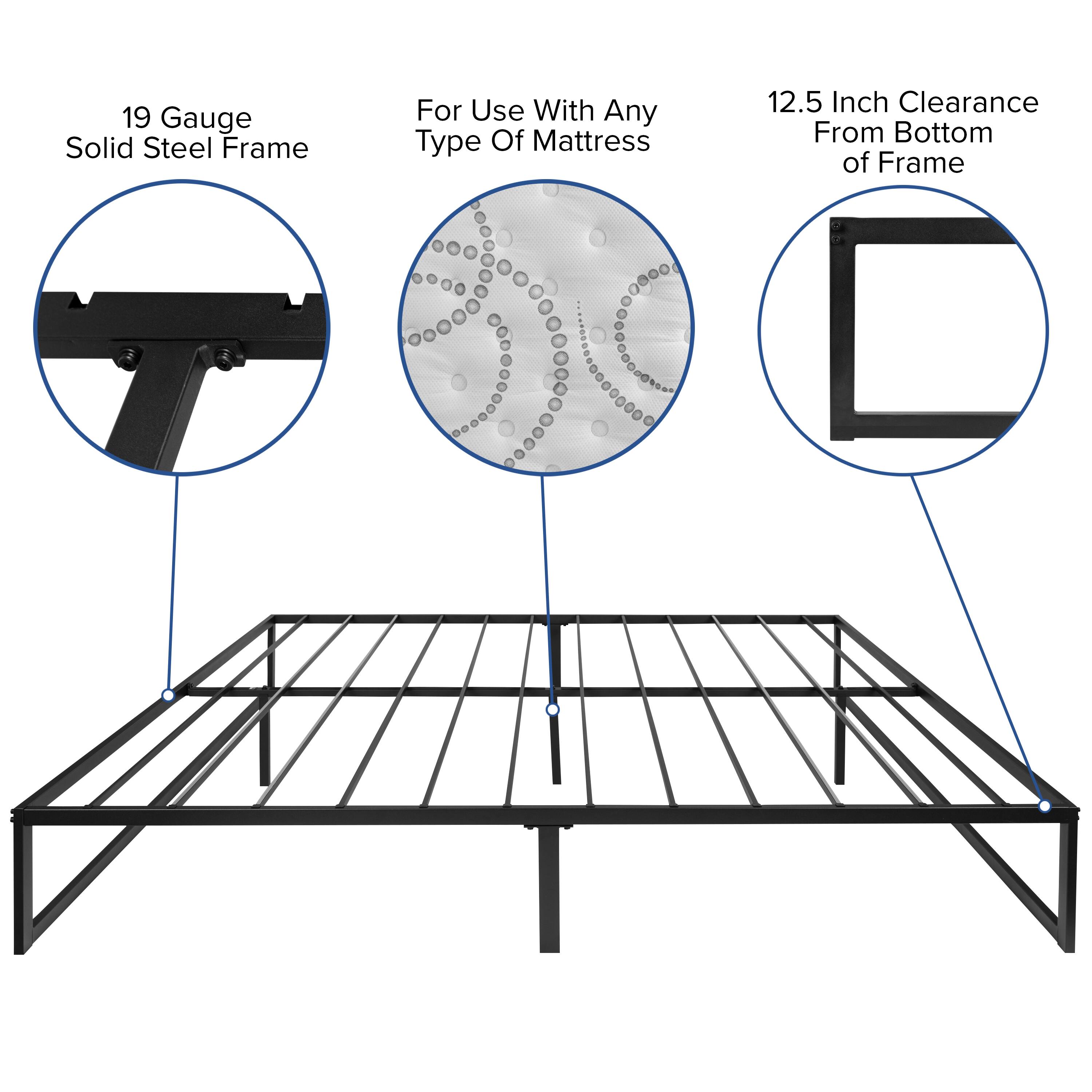 Alt View 15. Alamont Home - 14 Inch Metal Platform Bed Frame - No Box Spring Needed with Steel Slat Support and Quick Lock Functionality - Black.