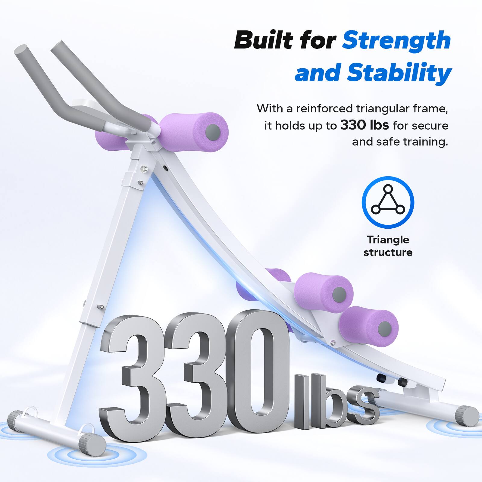 Built for Strength and Stability

With a reinforced triangular frame, it holds up to 330 lbs for secure and safe training.

Triangle structure

330 lbs