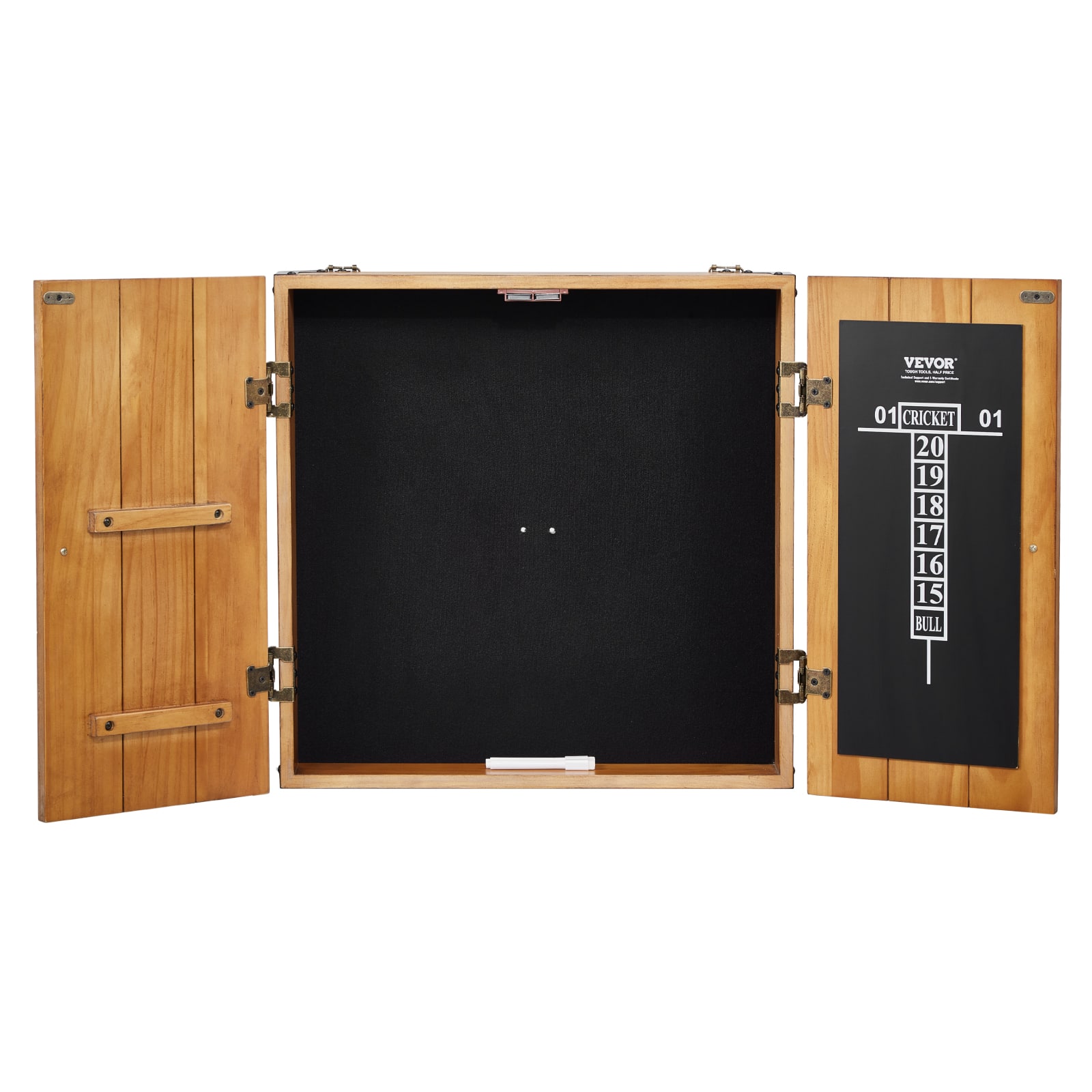 VEVOR - Dartboard Cabinet, Solid Wood Dartboard Cabinet Set, Official Size Hideaway Cabinet with Socreboard and Accessories - Brown