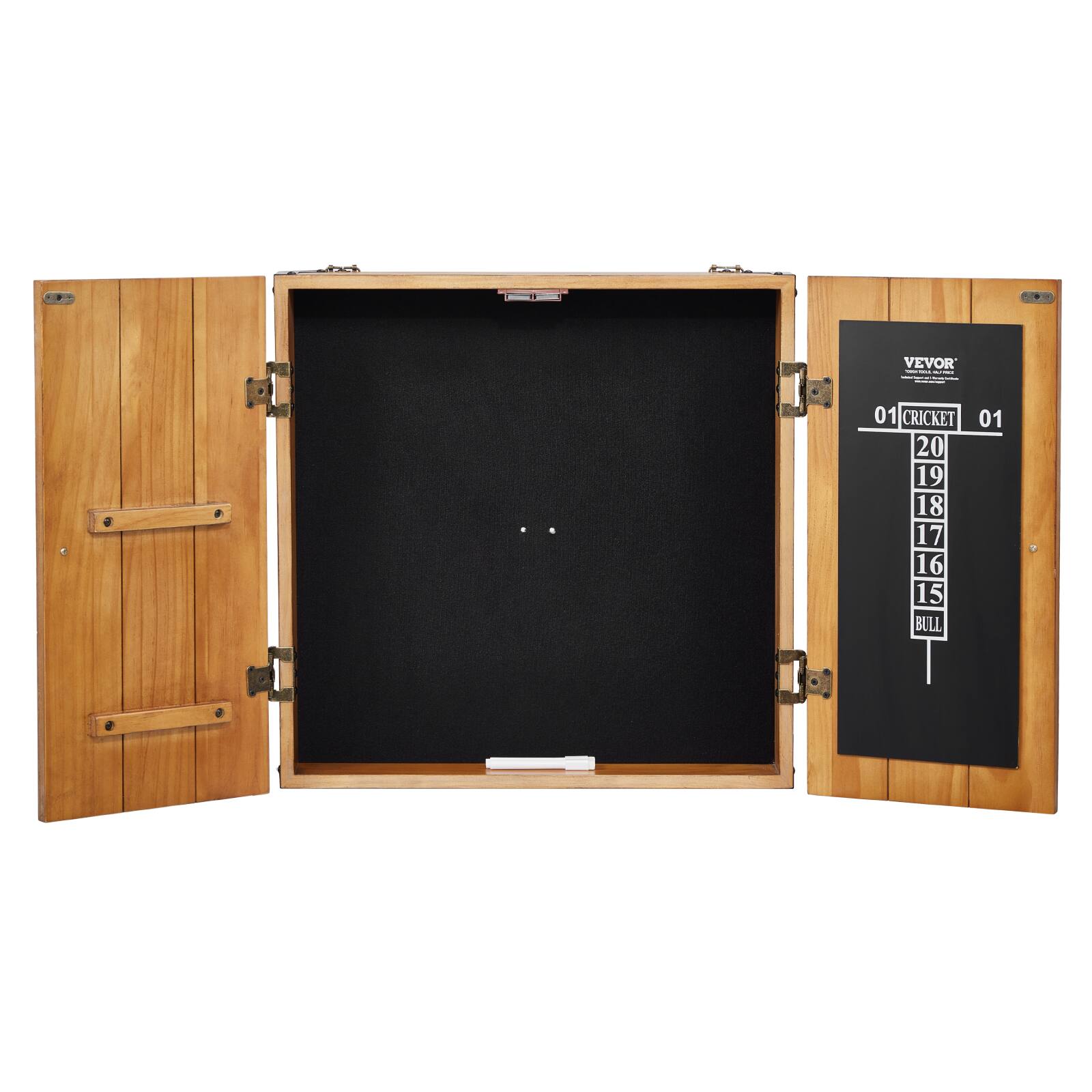 VEVOR - Dartboard Cabinet, Solid Wood Dartboard Cabinet Set, Official Size Hideaway Cabinet with Socreboard and Accessories - Brown