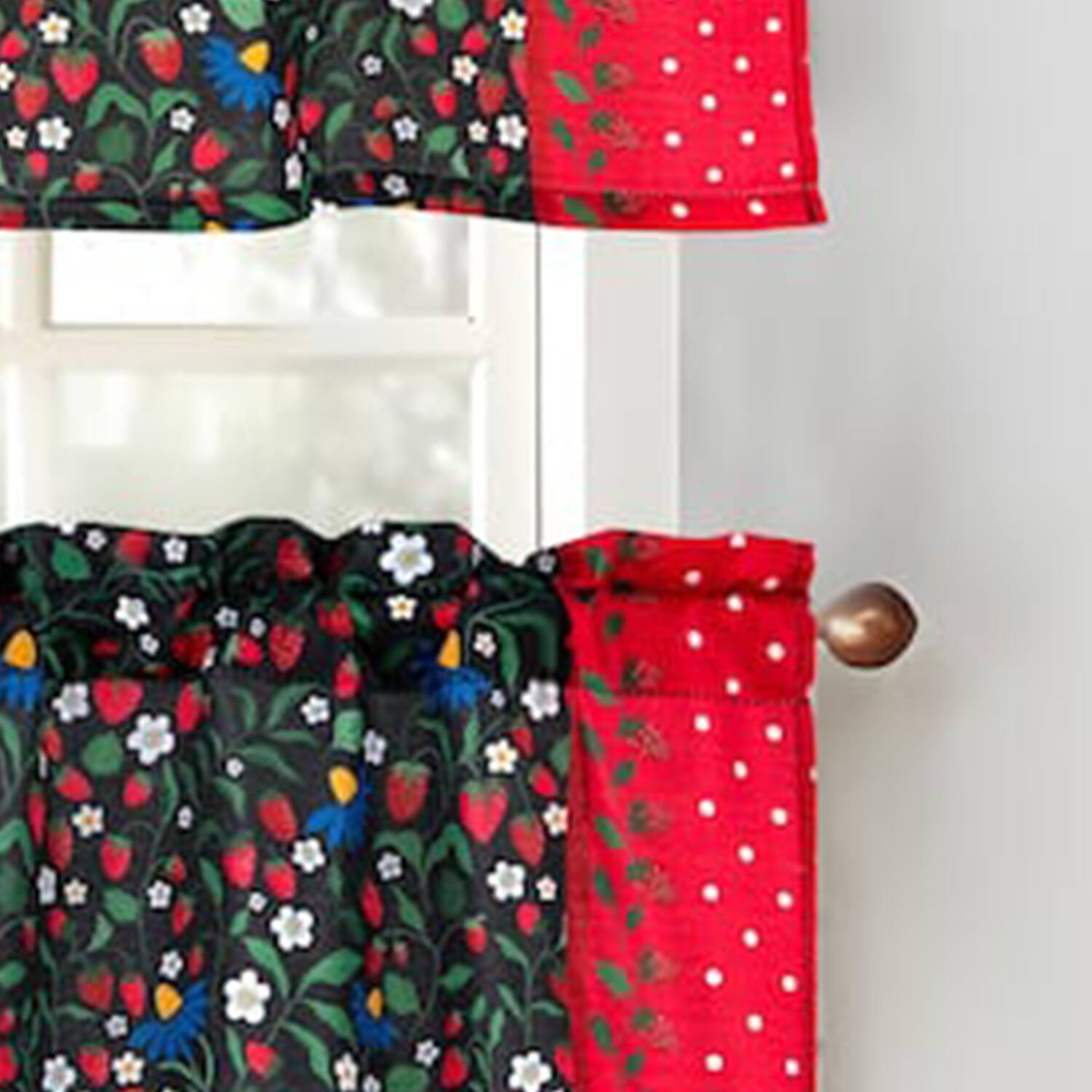 Alt View 2. RT Designers Collection - RT Designers Collection Polyester Cucina Strawberry Fields Kitchen Curtains Valance & Tiers Set 52" x 18" Muticolor - Multicolor.