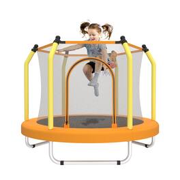 Loheer - 55-Inch Kids Indoor & Outdoor Trampoline with Safety Enclosure Net & Basketball Hoop - Safe for Toddlers