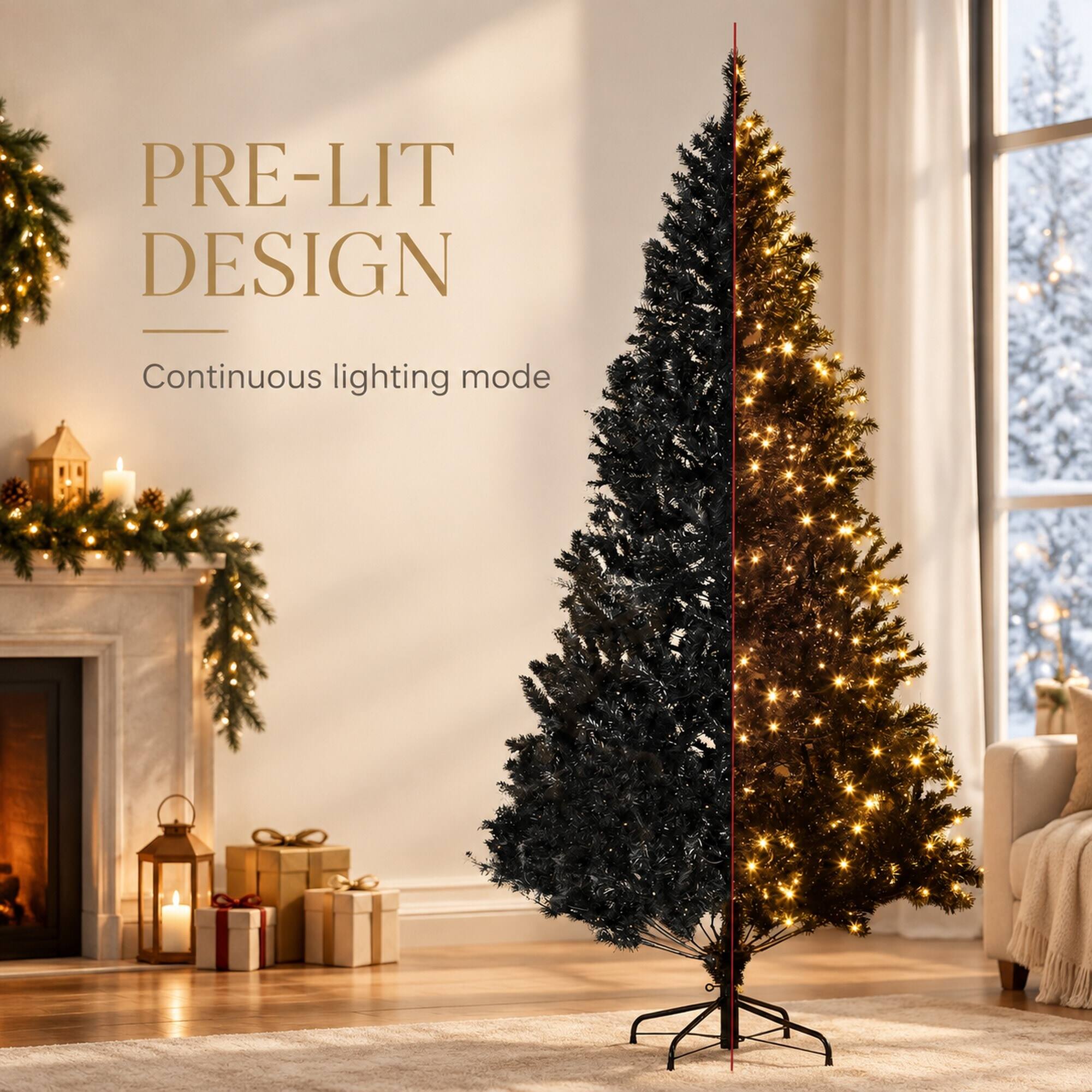 PRE-LIT DESIGN  
Continuous lighting mode