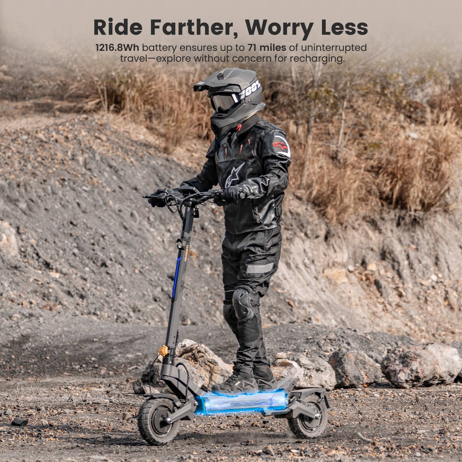 Ride Farther, Worry Less

1216.8Wh battery ensures up to 71 miles of uninterrupted travel—explore without concern for recharging.