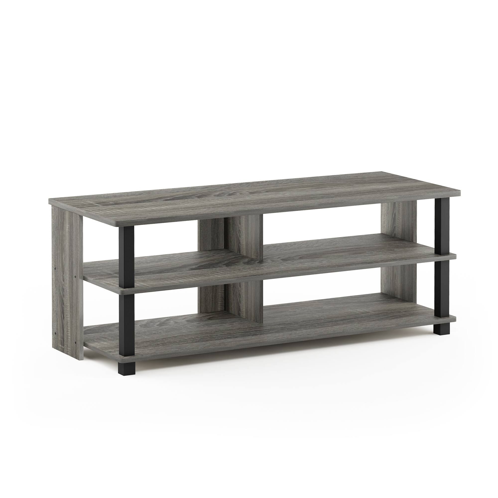 Front. Furinno - Sully 3-Tier TV Stand for TV up to 48 - French Oak/Black.