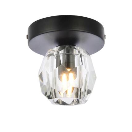 Front. Elegant Lighting - Eren 1 light black flush mount - Black.