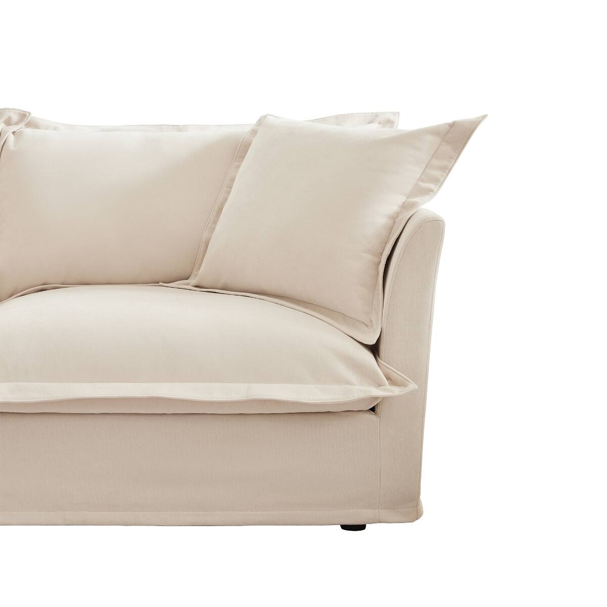 Alt View 3. Ropilly - Ropilly Cream Chenille Sofa Single Seat Sofa with Removable Covers and Pillow - Cream.