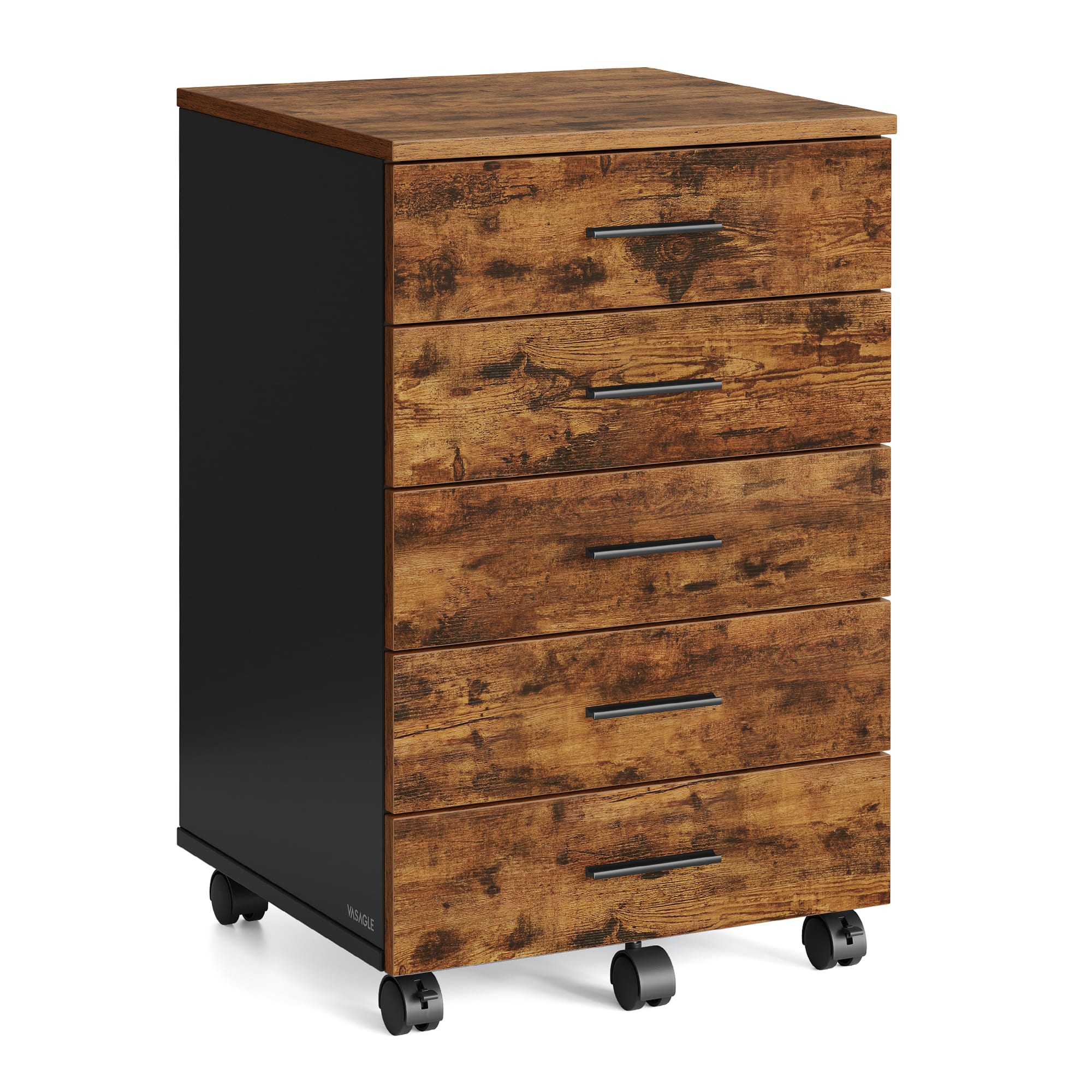 Songmics Home - File Cabinet, Mobile Pedestal Filing Cabinet with Wheels, Printer Stand with 5 Drawers, Tool-Free Sliding Rails - Rustic Brown price history on PriceWatchPro