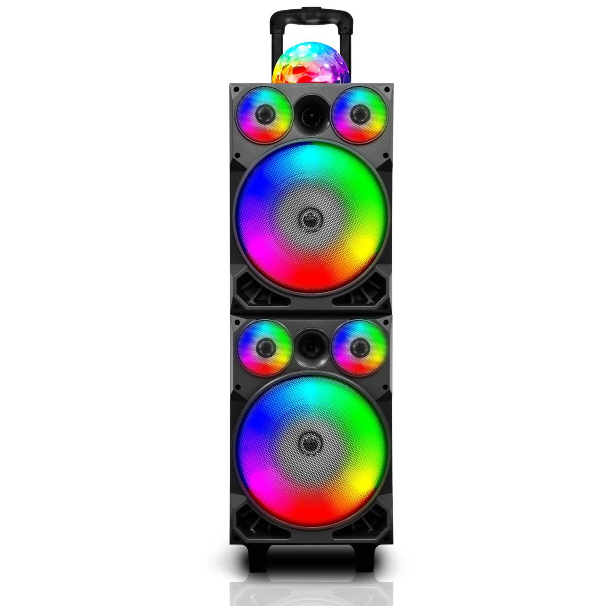 Front. TopTech - SUNNY-208, 2*28" Woofers Bluetooth Speaker with Disco Lights & Wireless Mic - Red.