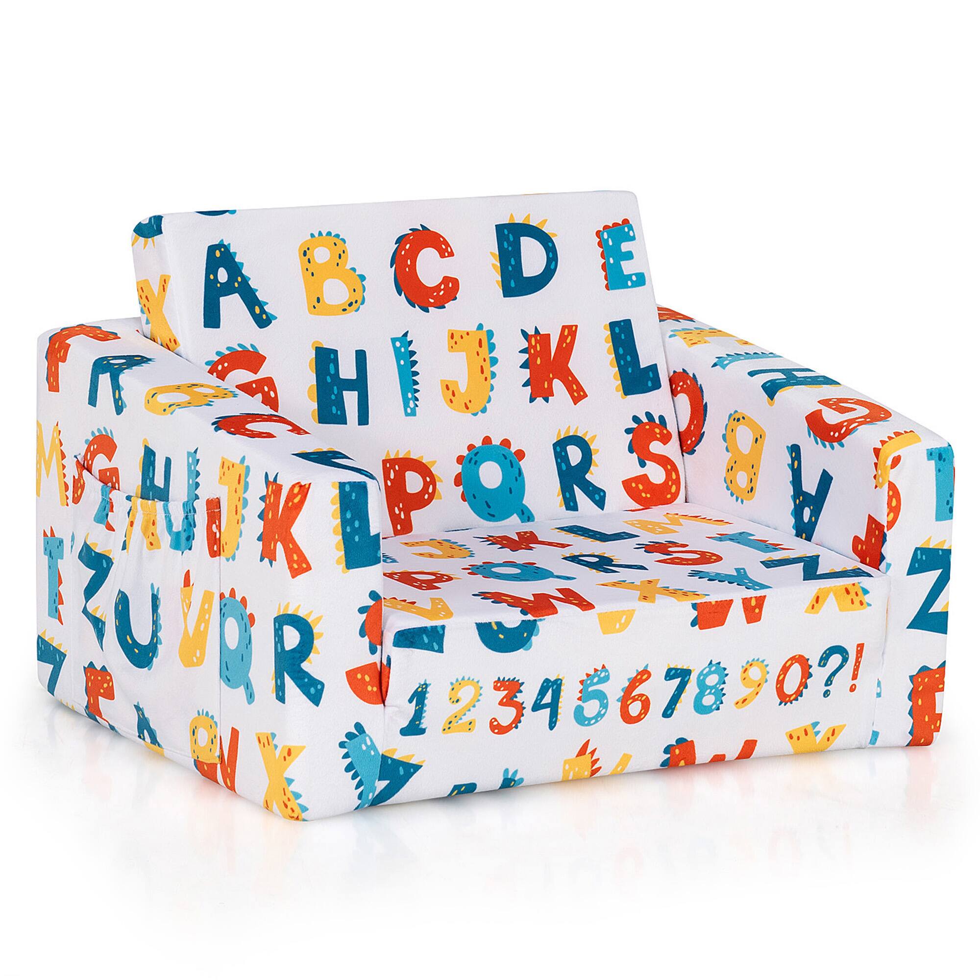 Costway - 2 in 1 Kids Convertible Sofa Children Flip-out Chair Lounger Couch Sleeper - Multicolor