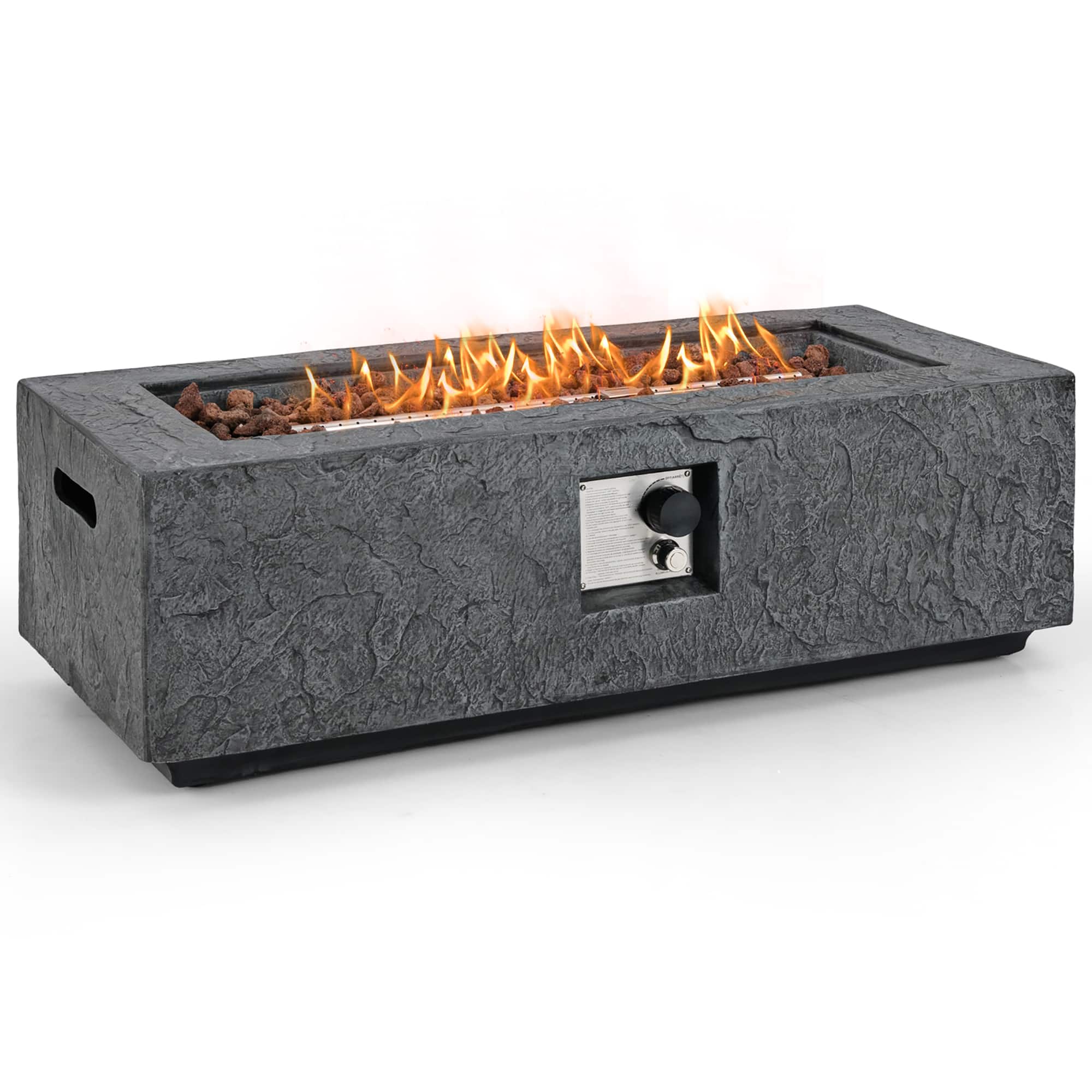 Gymax - 42.5'' Magnesium Oxide Propane Gas Fire Pit w/Stainless Steel Burner - Gray