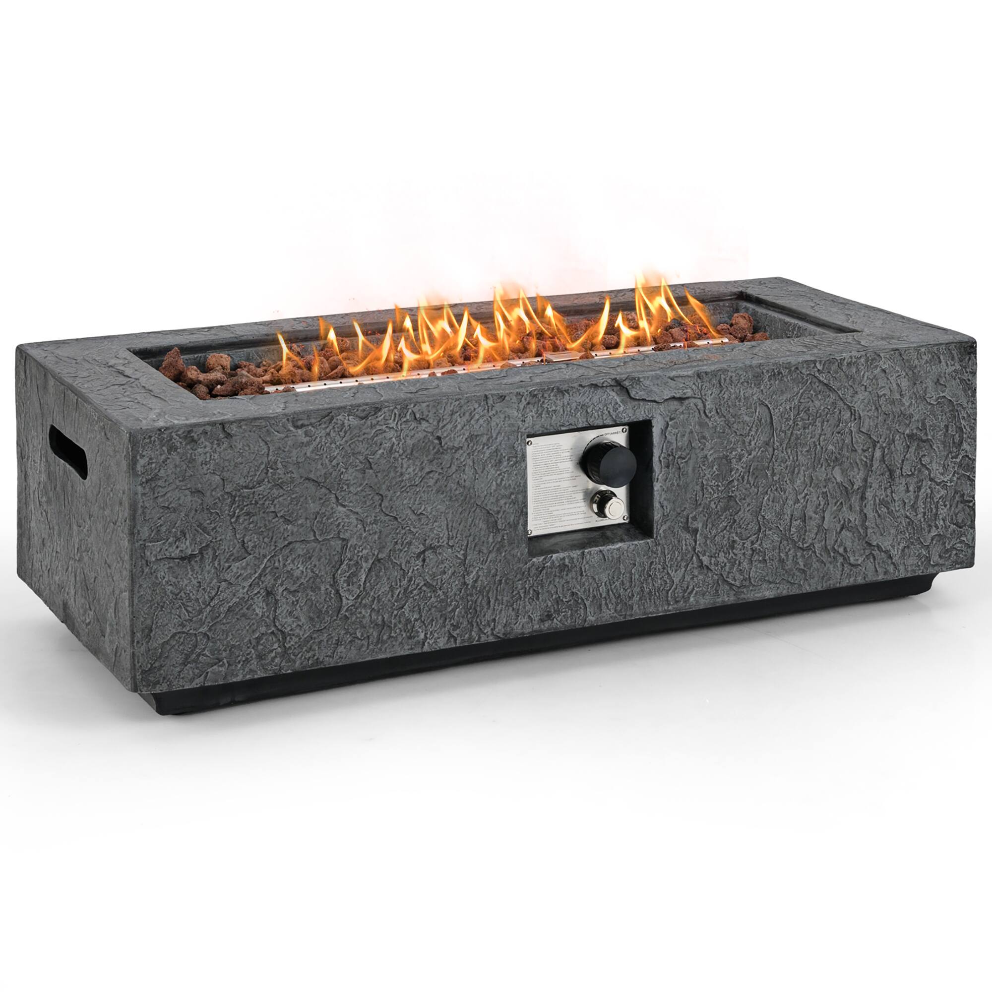 Front. Gymax - Gymax 42.5'' Magnesium Oxide Propane Gas Fire Pit w/Stainless Steel Burner - Gray.