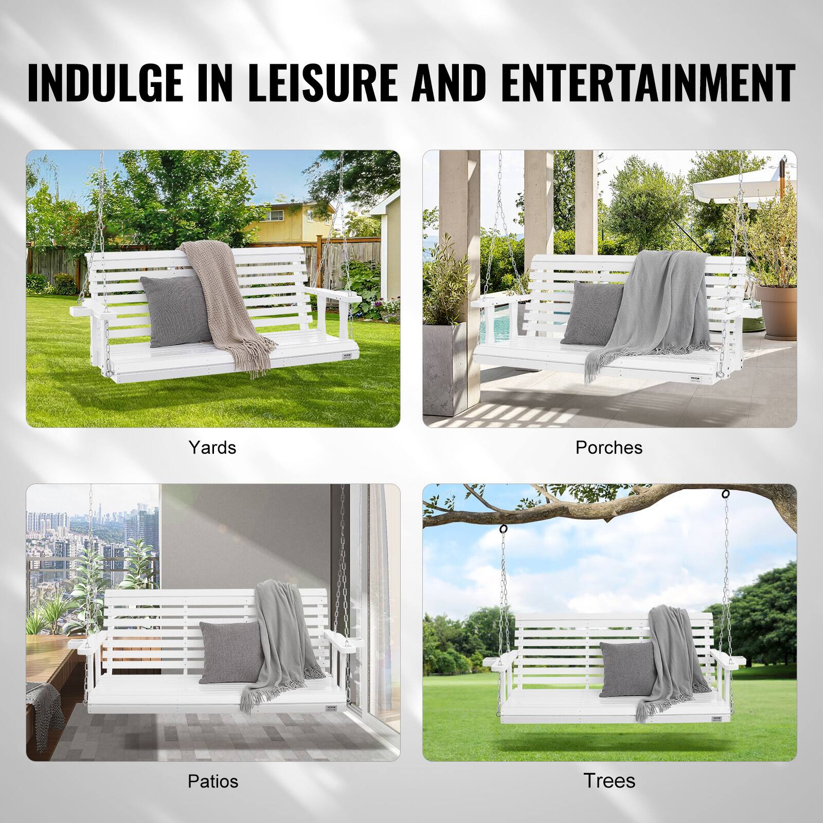INDULGE IN LEISURE AND ENTERTAINMENT

- Yards
- Porches
- Patios
- Trees