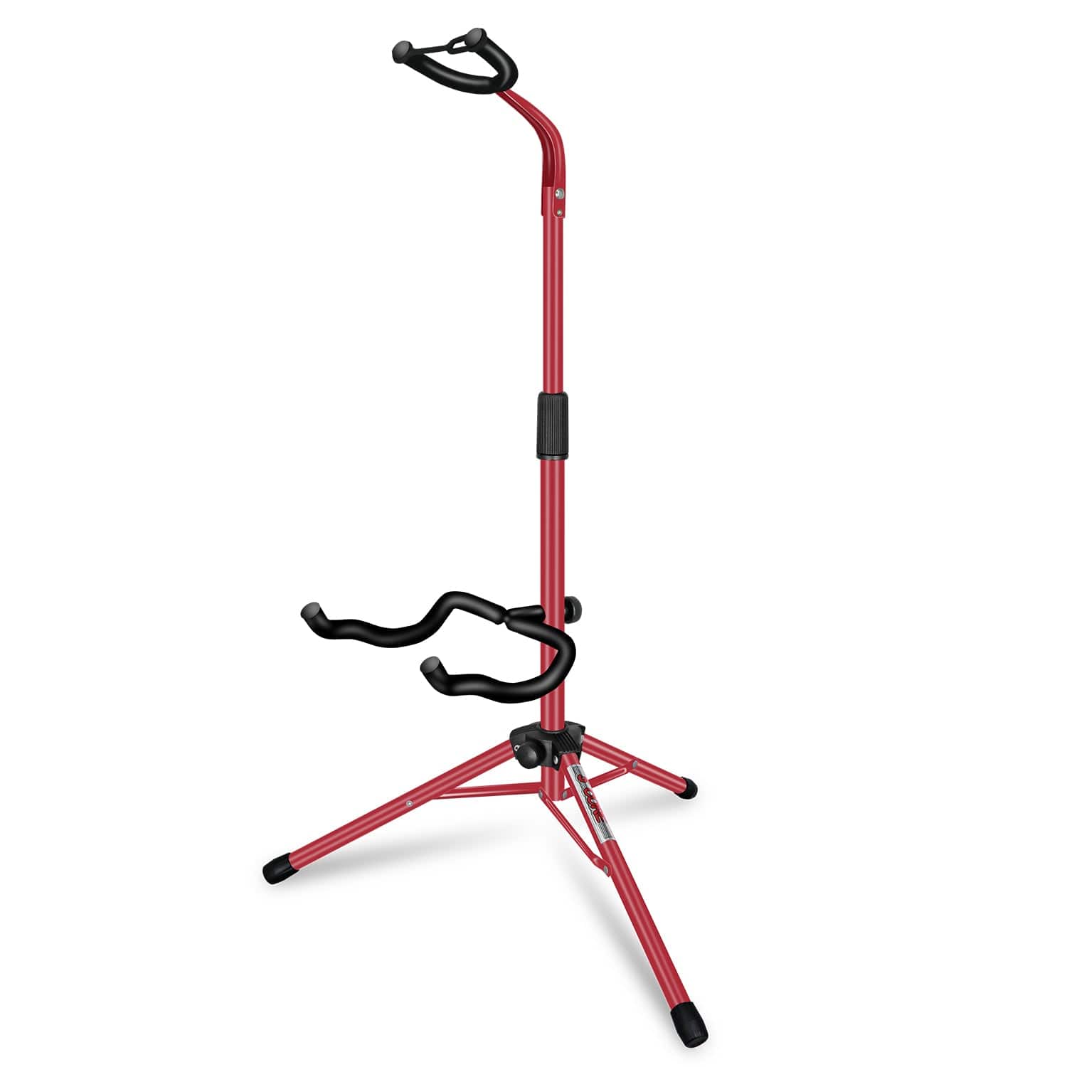 5 CORE - Guitar Stand Floor Adjustable Heavy Duty w Neck Holder for Acoustic Electric Classic Bass - Red