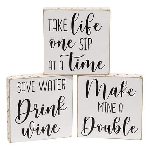 BreeBe - One Sip at a Time Polka Dot Square Block 3 Asstd - Multi