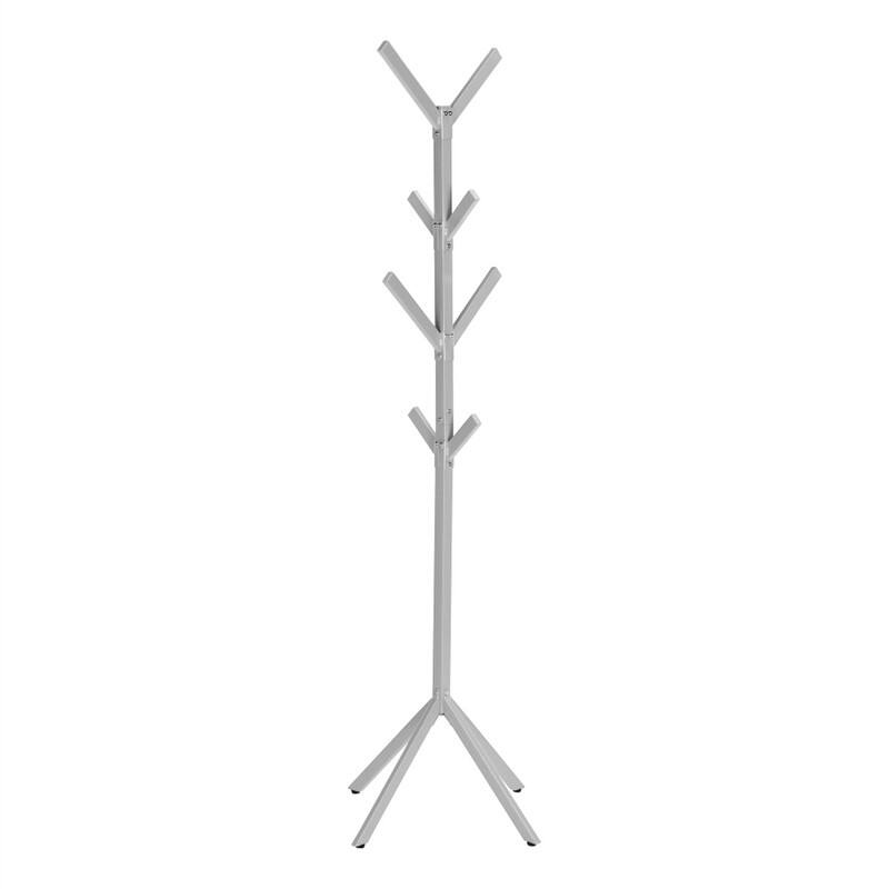Alt View 2. ALEXOUN - Modern Coat Rack, Hall Tree - Free Standing, 8 Hooks, Entryway, 70"h, Bedroom, Black Metal, Contemporary - Silver.