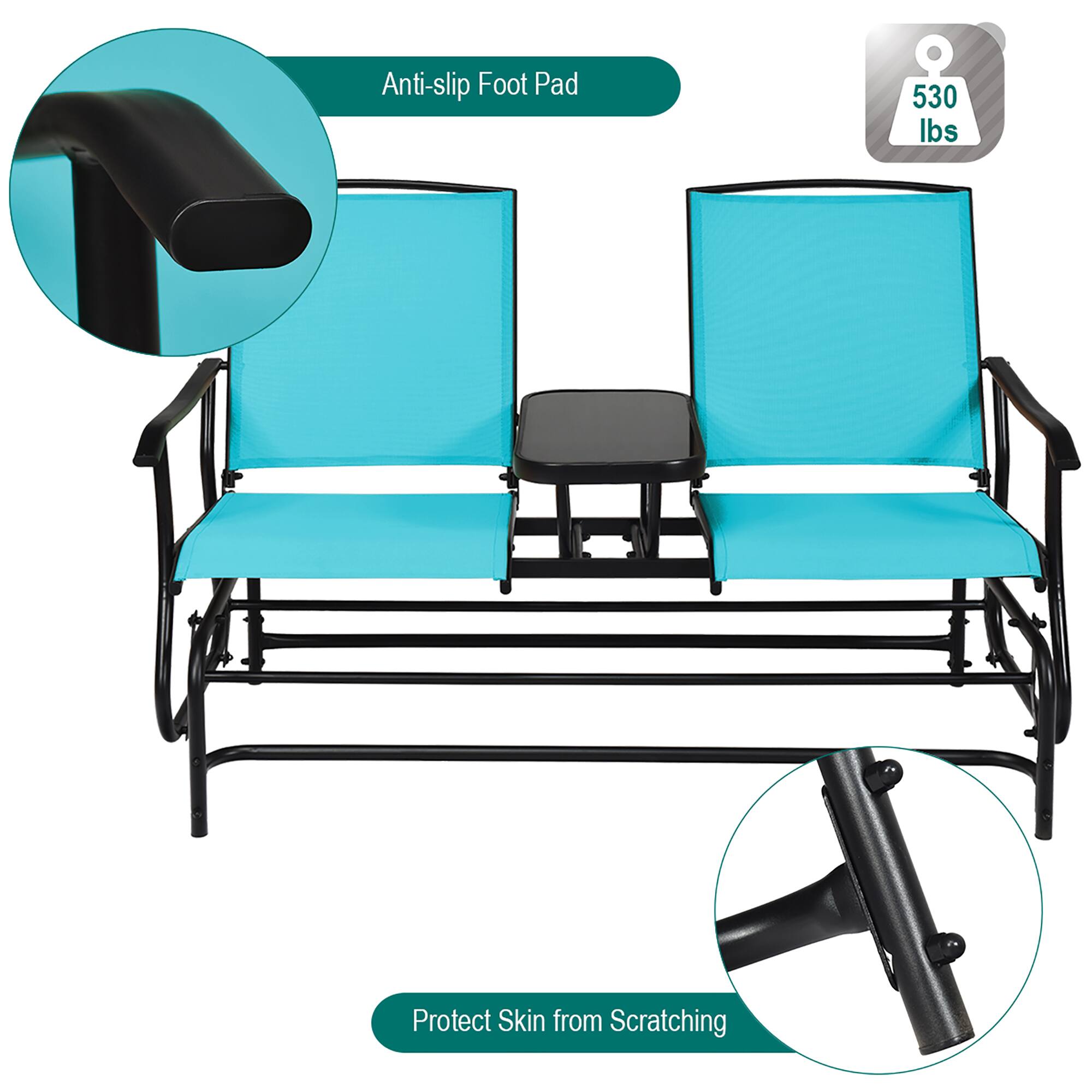 Costway 2 Person Outdoor Patio Double Glider Chair Loveseat