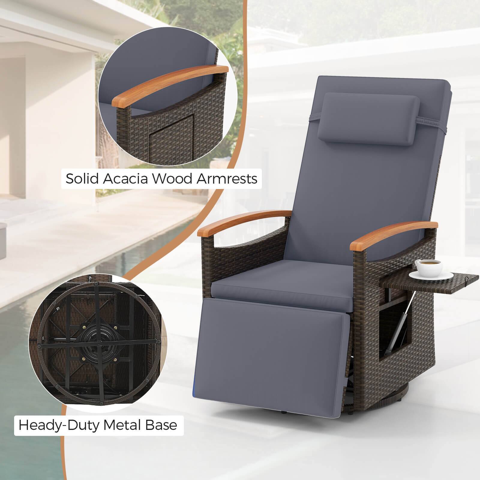 Solid Acacia Wood Armrests
Heady-Duty Metal Base