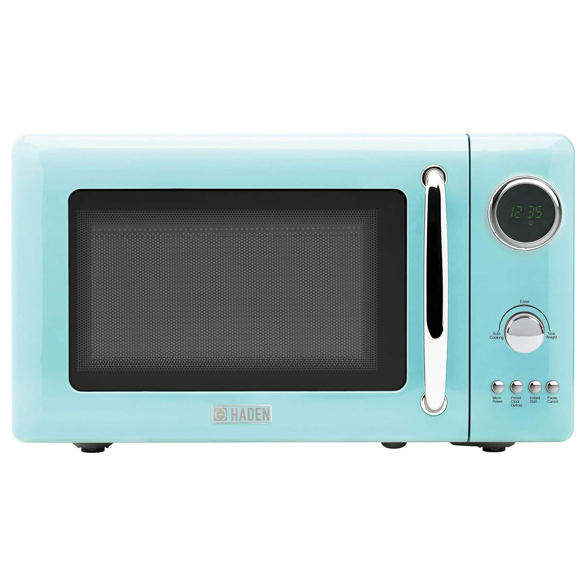 Haden - 700 Watt 0.7 Cubic Foot Microwave Oven with Digital Controls, Turquoise - Turquoise, Chrome