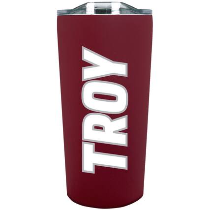 Front. The Fanatic Group - Troy University Trojans 18oz. Stainless Steel Soft Touch Tumbler - Multicolor.