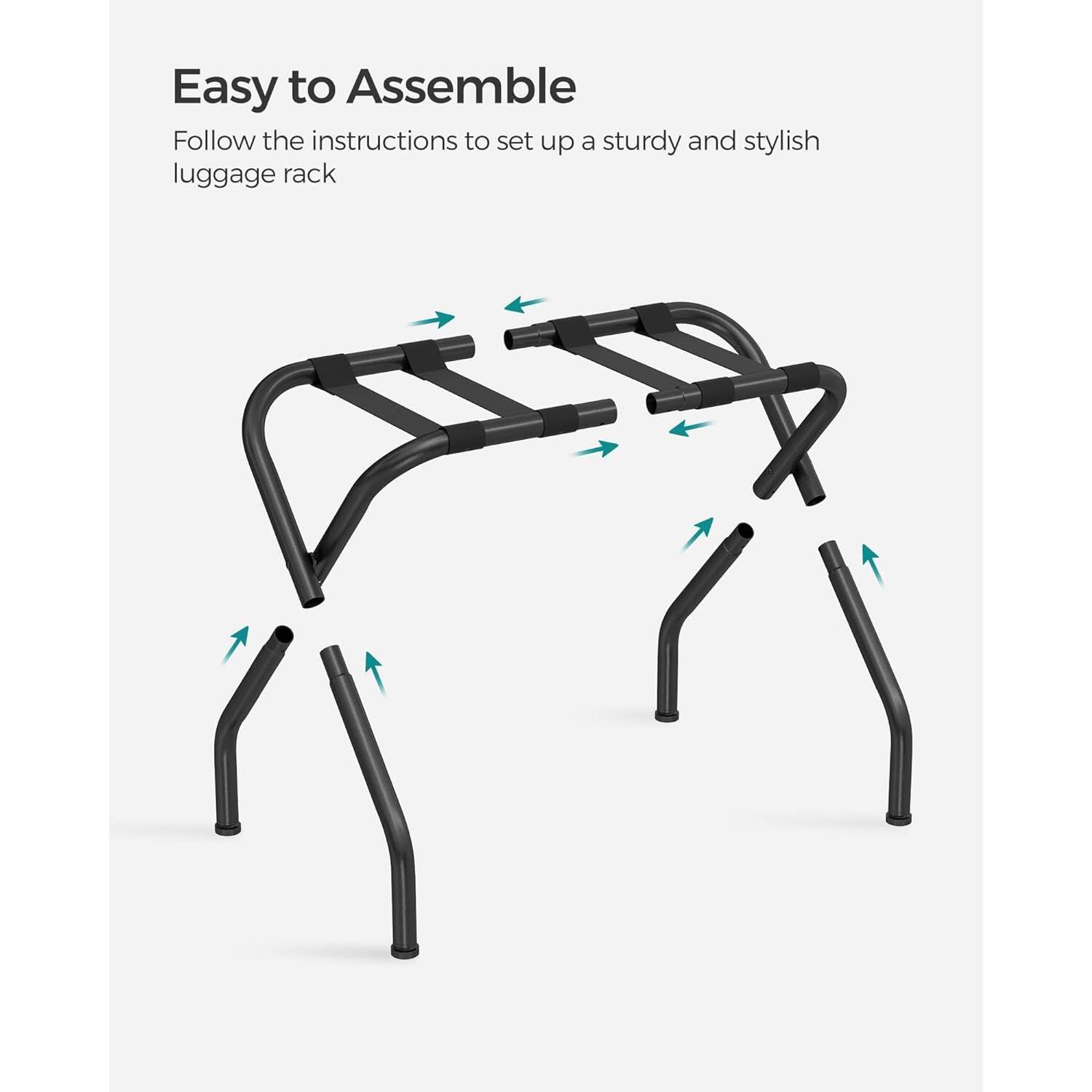 Easy to Assemble  
Follow the instructions to set up a sturdy and stylish luggage rack